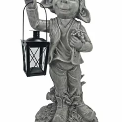 Hagealv Hugo Med Lykt - Høyde 49 Cm, Grå