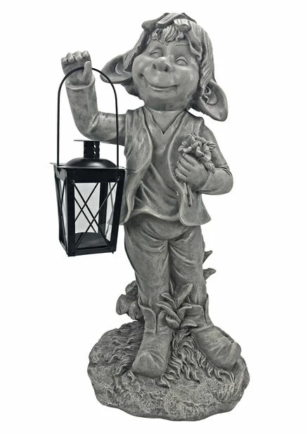 Hagealv Hugo Med Lykt - Høyde 49 Cm, Grå 2 Hagealv Hugo Med Lykt - Høyde 49 Cm, Grå