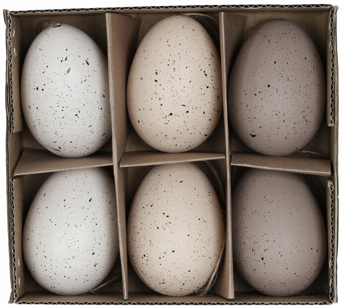 Påskepynt Egg Til å Henge I Ris - Høyde 6 Cm, Flerfarget 3 Påskepynt Egg Til å Henge I Ris - Høyde 6 Cm, Flerfarget