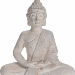 Skulptur Buddha - Høyde 49 Cm, Offwhite