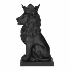 Dekorasjon Løve - Høyde 30 Cm, Svart -NO Møbler Salgsbutikk Polystone Lion with crown H30CM 538627 3