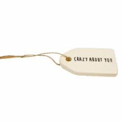 Gavelapp Av Keramikk Crazy About You - Lengde 5,5 Cm, Hvit